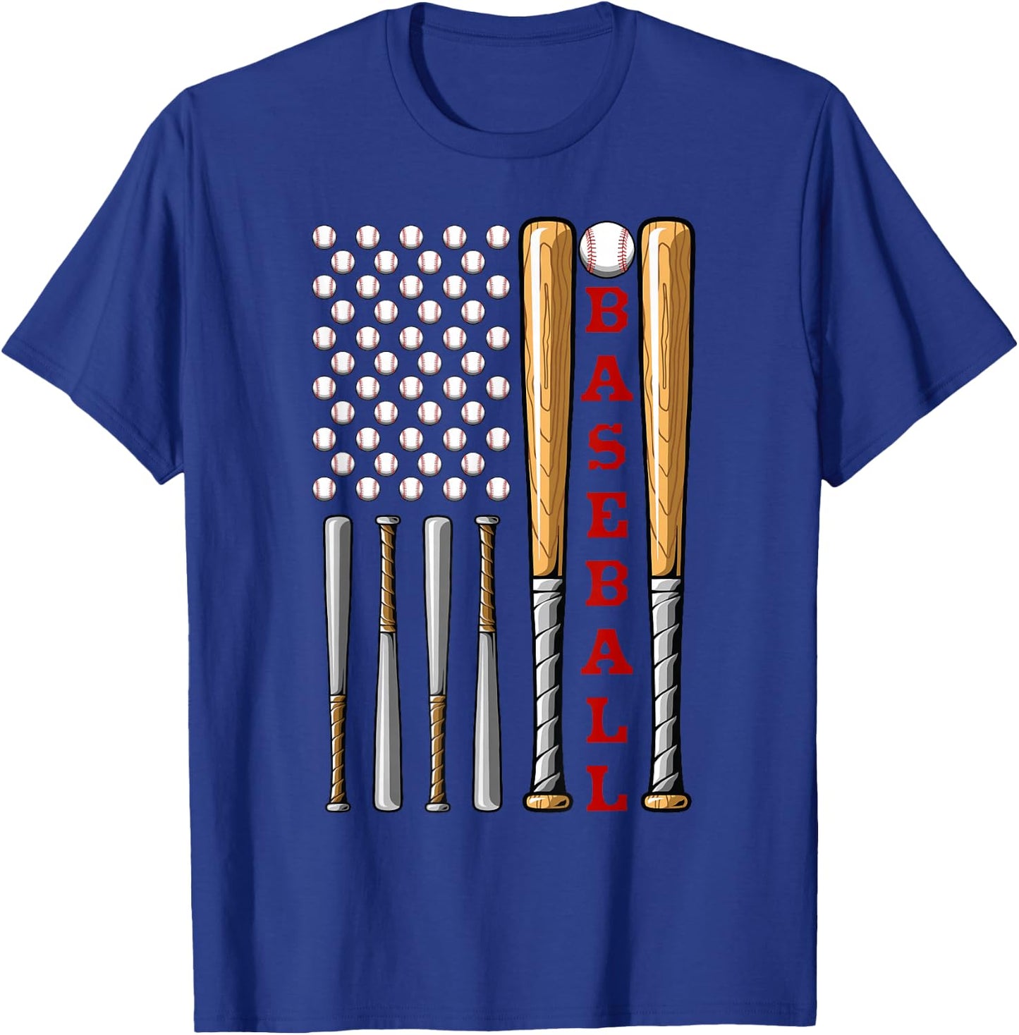 Patriotic US American Baseball Flag - Vintage Baseball Flag T-Shirt - T-Shirt | Royal