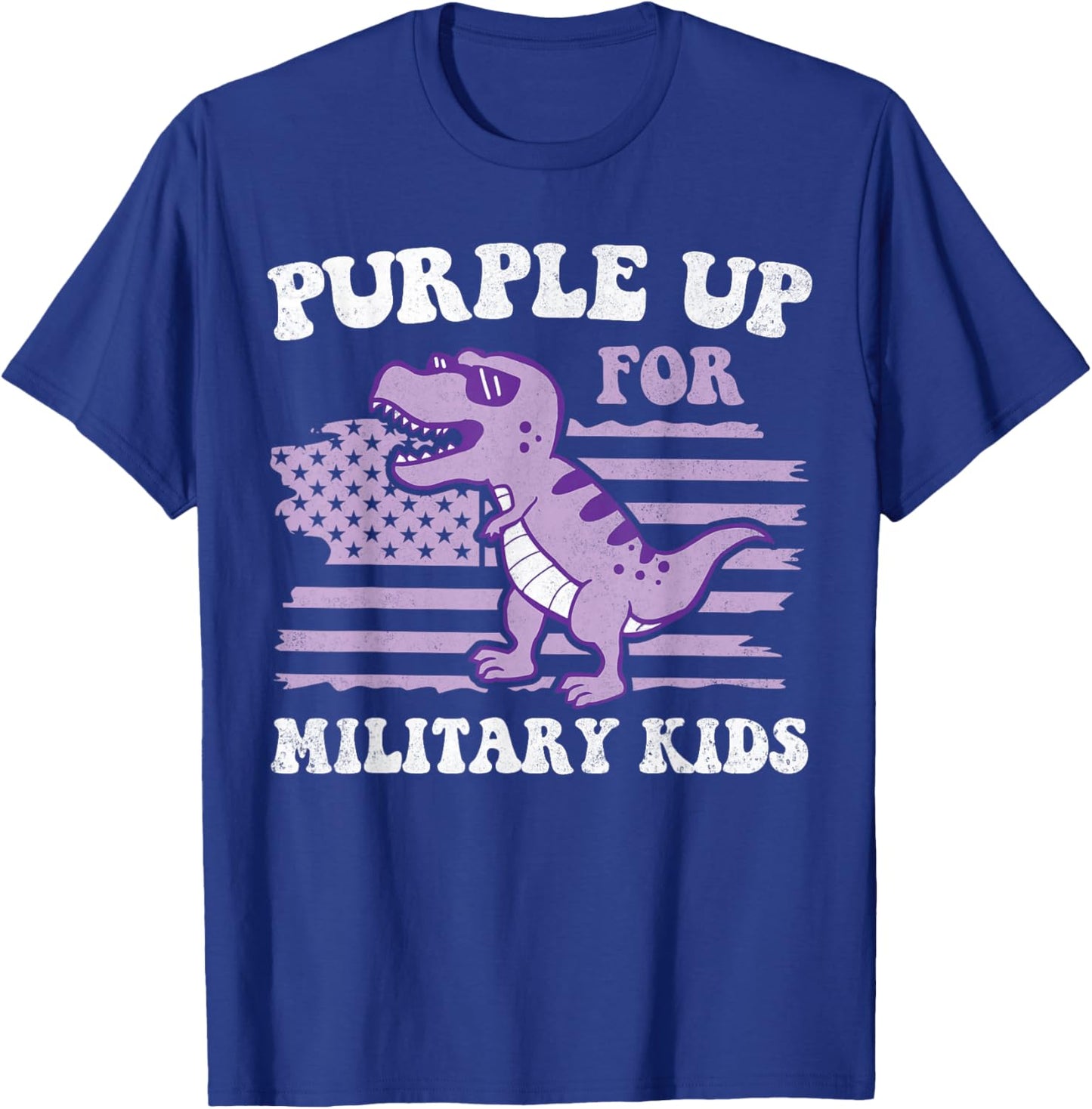 Purple Up For Military Kids Military Child Month Dino Boys T-Shirt - T-Shirt | Royal