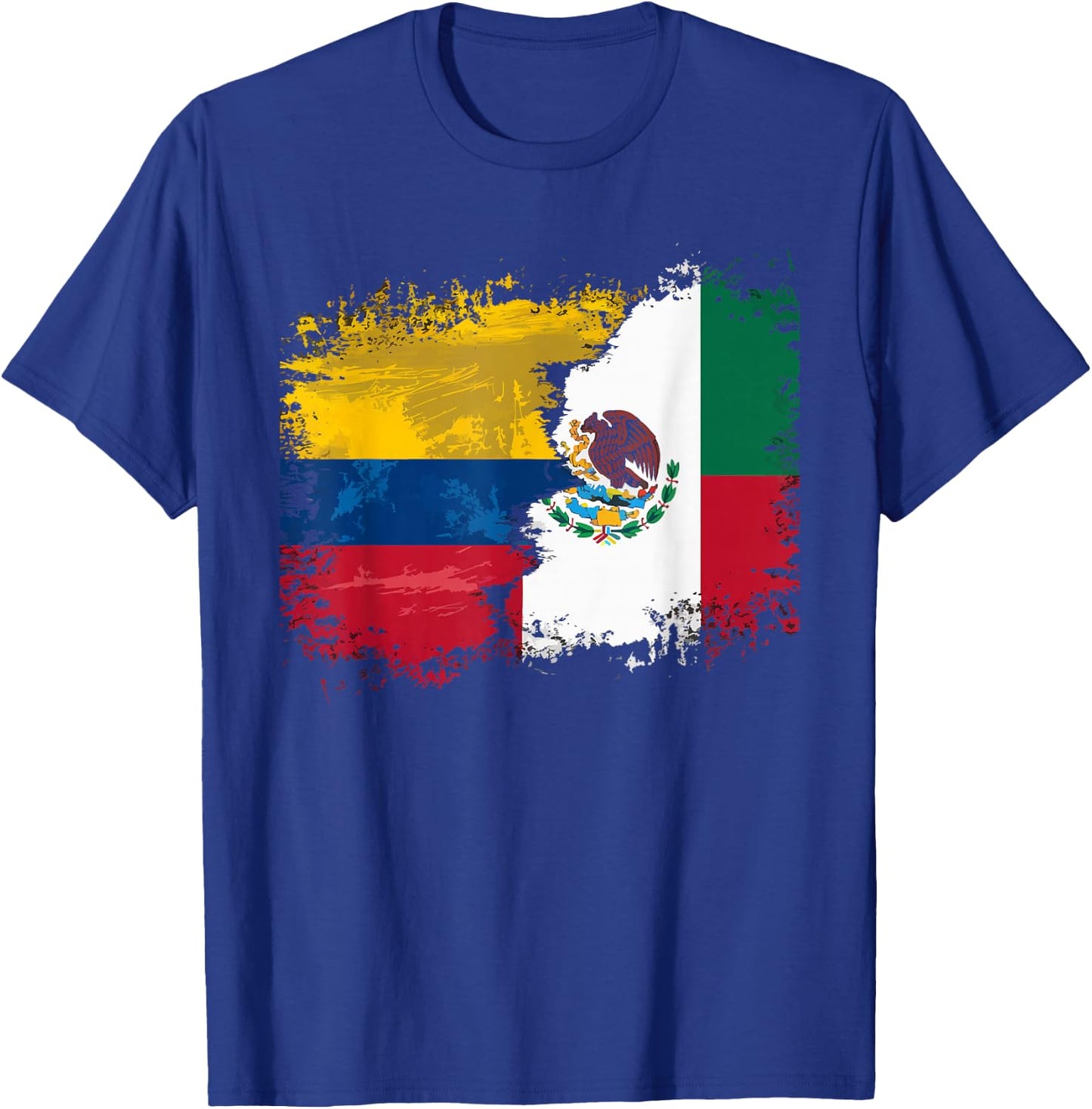 Half Columbian Half Mexican Mexico Flag Columbia T-Shirt - T-Shirt | Royal