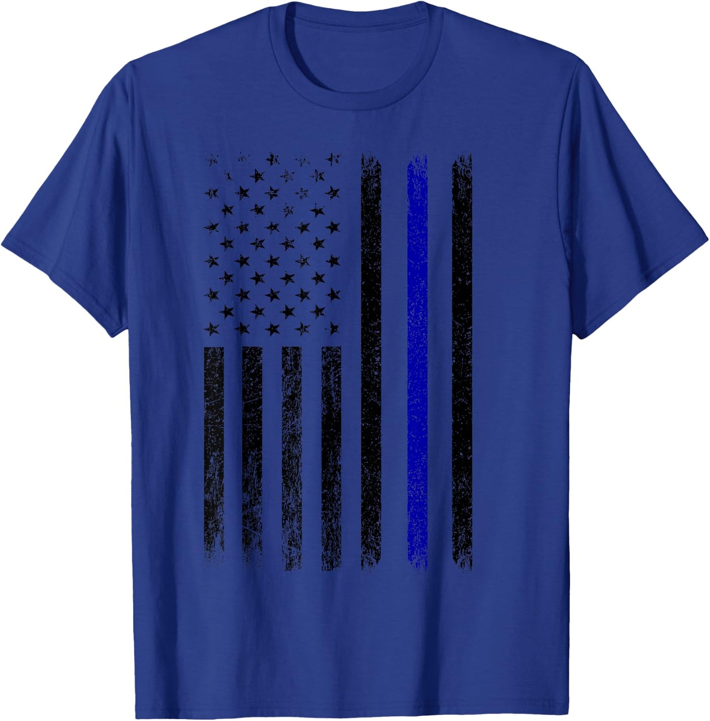Police Thin Blue Line Flag USA American Patriotic T-Shirt - T-Shirt | Royal