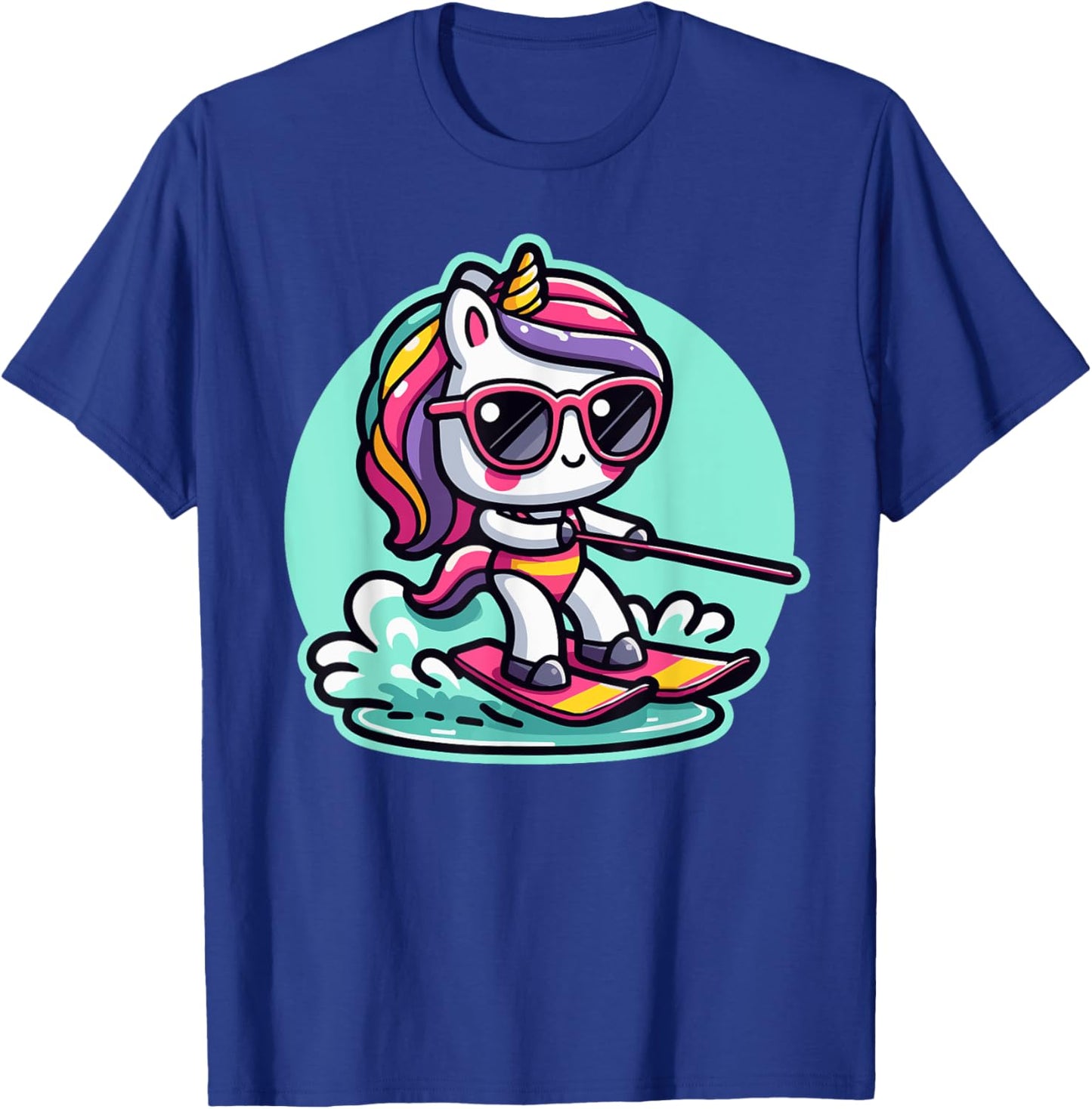Waterski Girl Waterskier Unicorn Waterski T-Shirt - T-Shirt | Royal