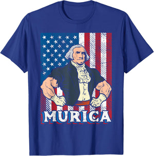 4th July Buff George Washington Murica Gym Patriot Men Women T-Shirt - T-Shirt | Royal