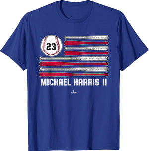Baseball American Flag Michael Harris II Atlanta Baseball T-Shirt - T-Shirt | Royal