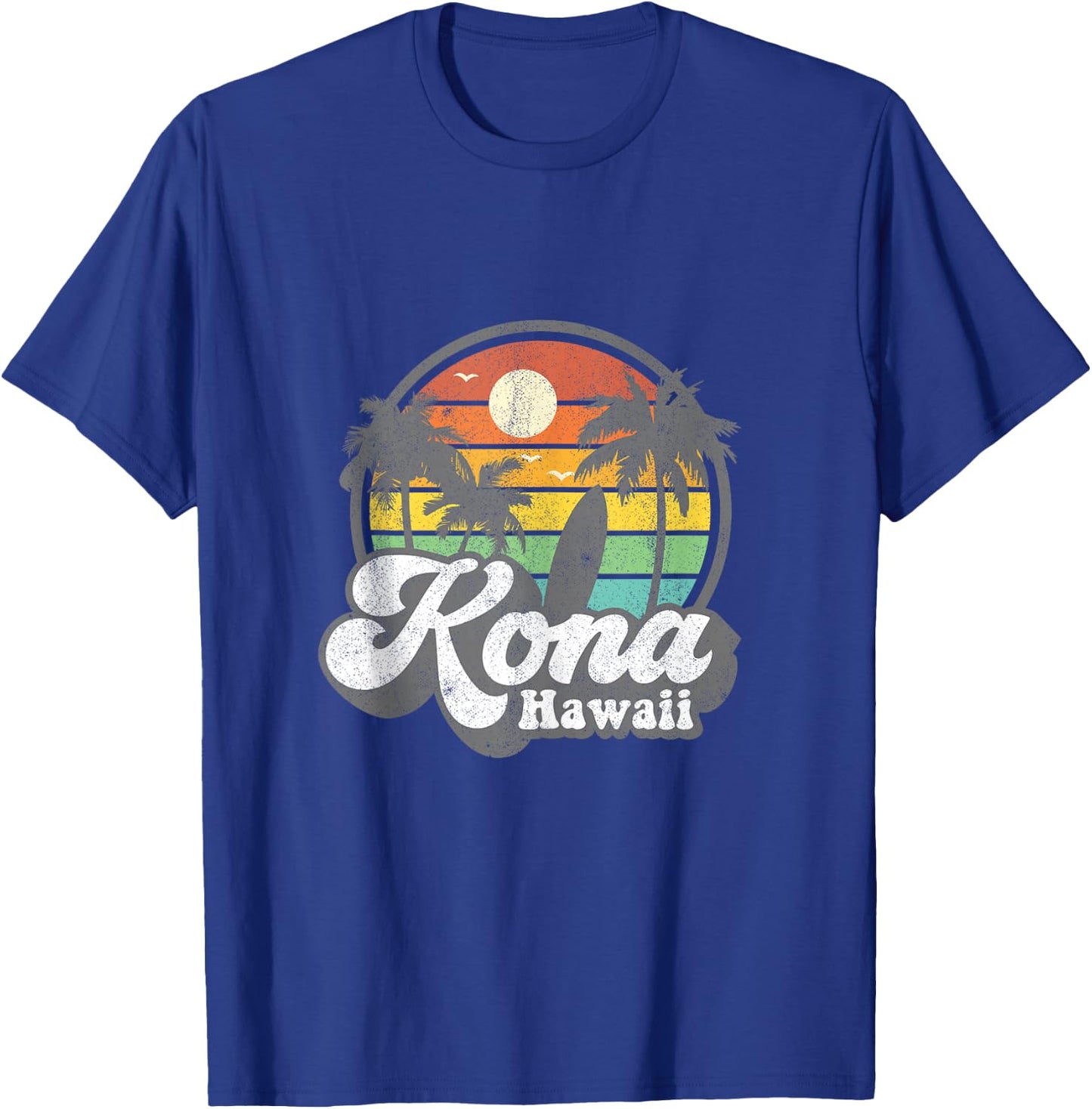 Vintage Kona Beach Hawaii Surf Hawaiian Surfing 70's Gift T-Shirt - T-Shirt | Royal