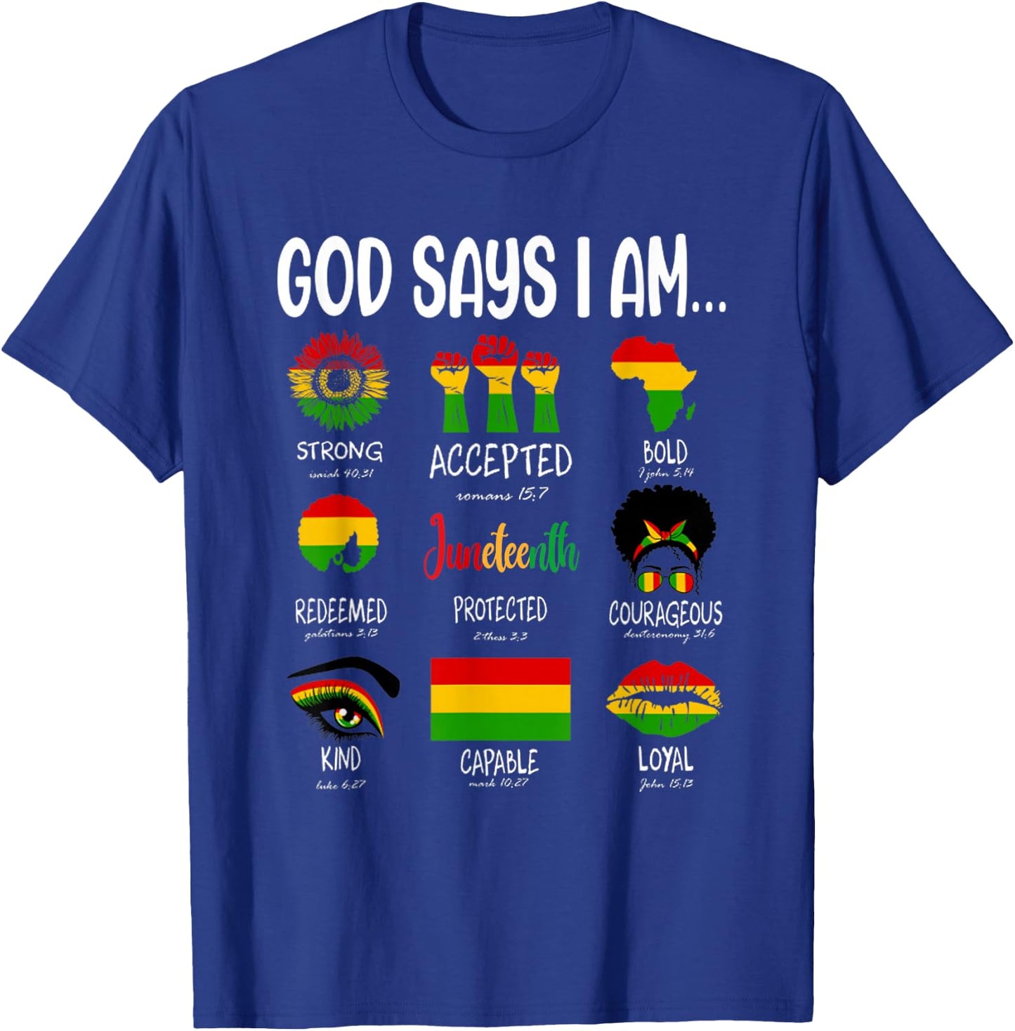 Juneteenth God Says I Am Celebrating Black Freedom 1865 T-Shirt - T-Shirt | Royal