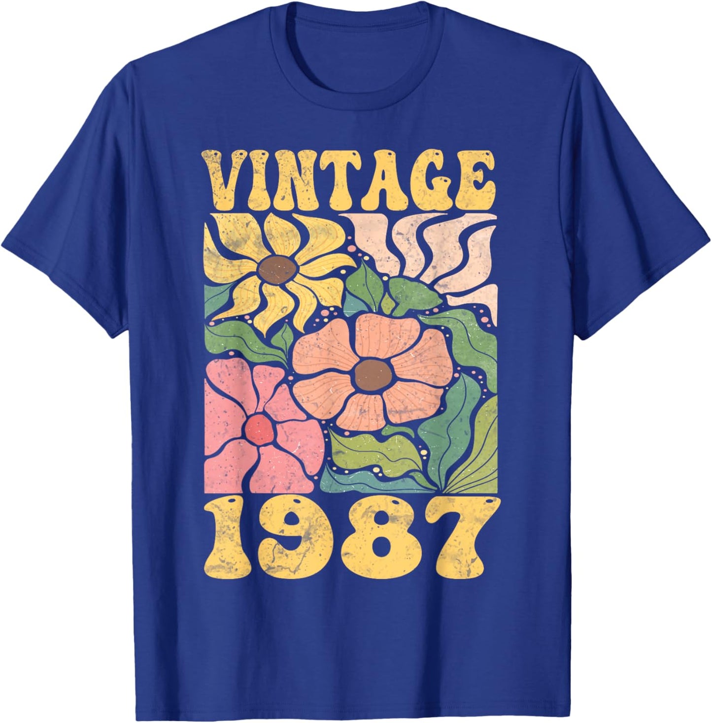 38 Years Old Vintage 1987 38th Women Birthday Wildflower T-Shirt - T-Shirt | Royal