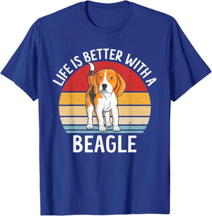 Life Is Better With A Beagle Funny Dog Puppy Vintage Beagle T-Shirt - T-Shirt | Royal