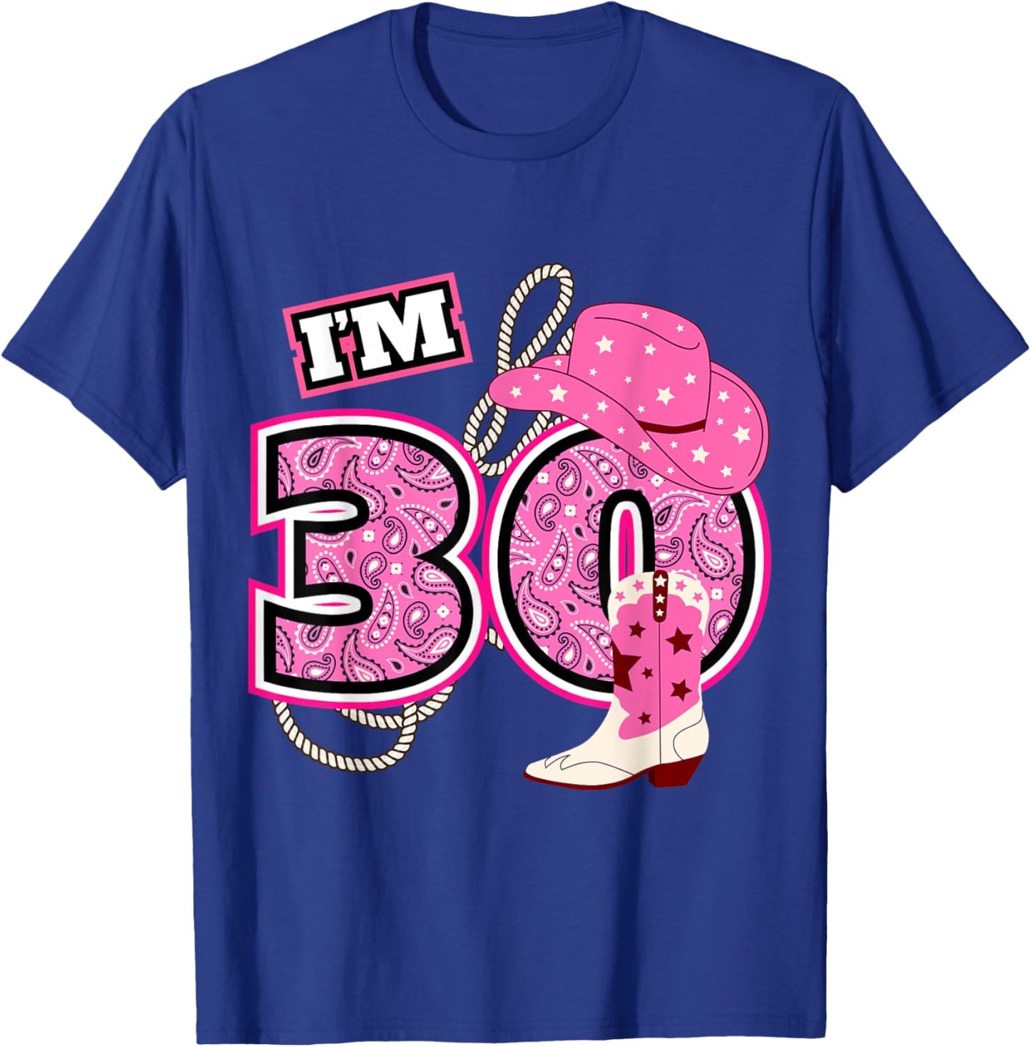 Happy 30th Birthday Cowgirl Cowboy Farmer 30 Year Old B-Day T-Shirt - T-Shirt | Royal