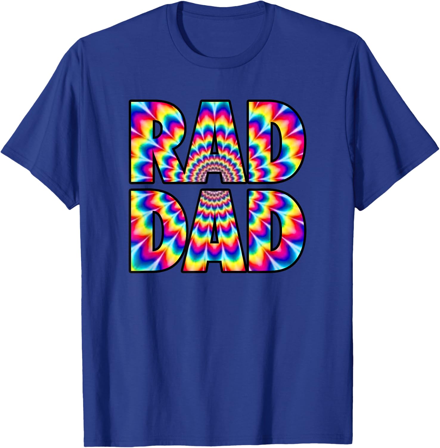 Rad Dad - Trippy Hippie Tie-Dye Rainbow 70s Vibes Novelty T-Shirt - T-Shirt | Royal