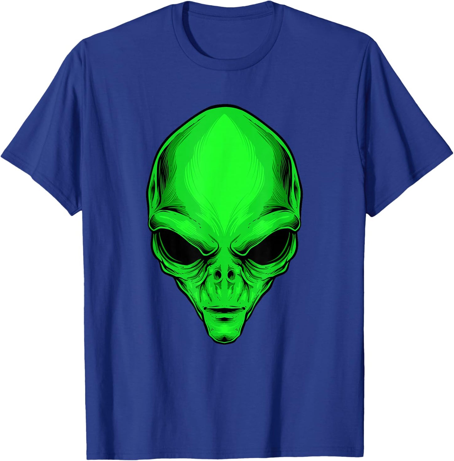 Green Alien Head Cartoon Funny Alien Costume T-Shirt - T-Shirt | Royal
