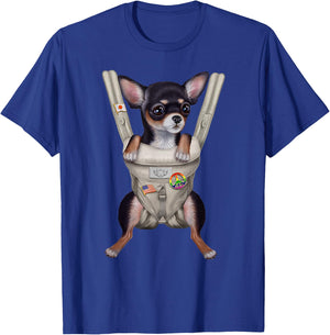 Black Chihuahua Dog in Baby Carrier Men Women Girls Kids T-Shirt - T-Shirt | Royal