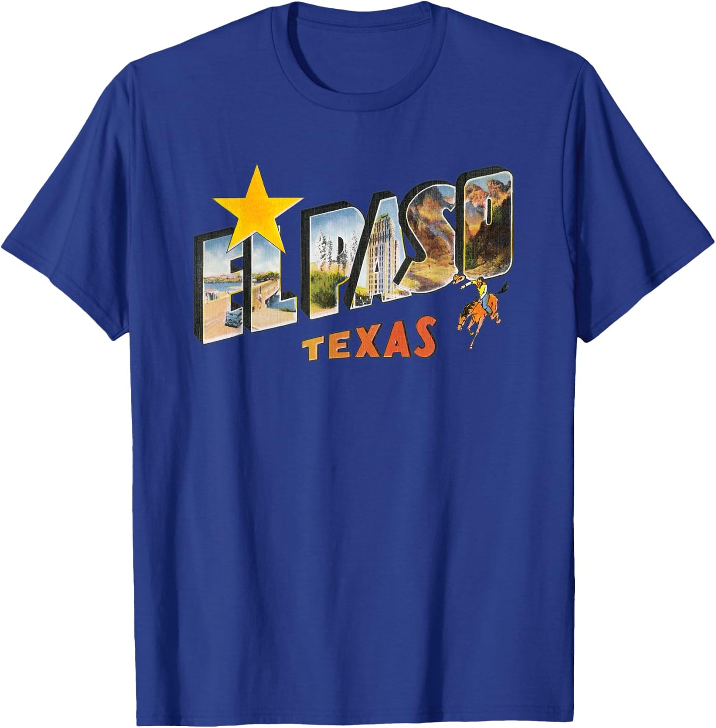 Klassische Texas - El Paso Texas TX Vintage Retro Souvenir - Adult - Black - Short Sleeve - - Classic Fit - Cotton 100% - Small T-Shirt - T-Shirt | Royal