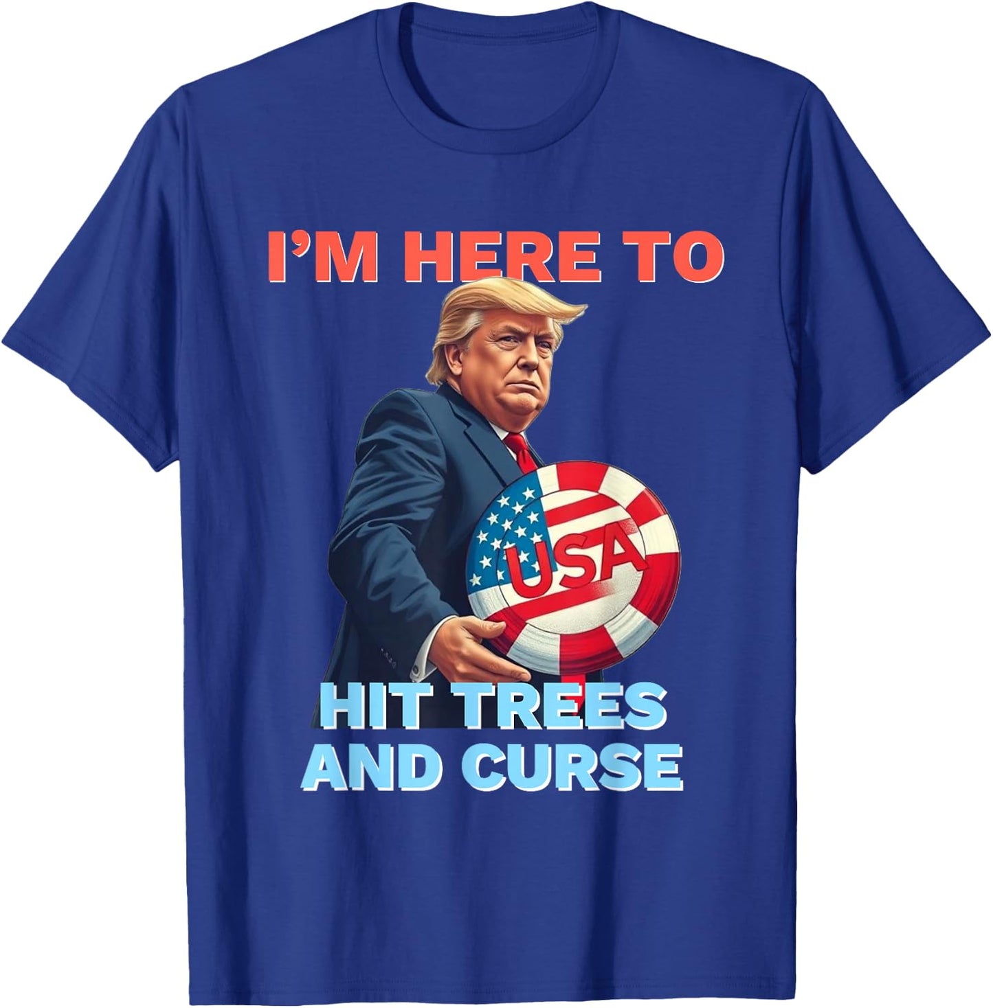 Disc Golf Shirt Funny Hit Trees and Curse Retro Disc Golf T-Shirt - T-Shirt | Royal