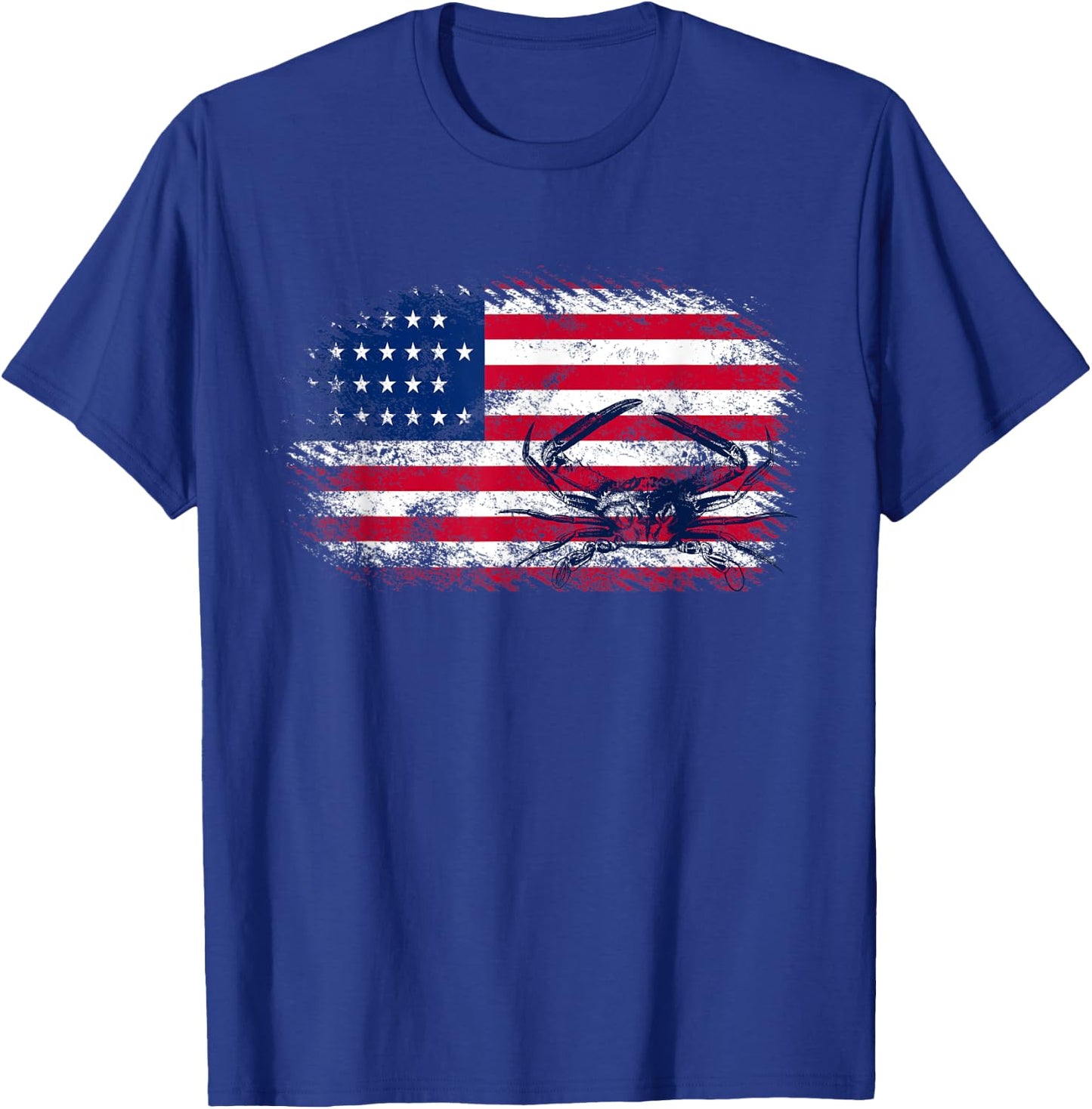 American Flag 4th of July Crab Fisherman Funny Crabbing Gift T-Shirt - T-Shirt | Royal