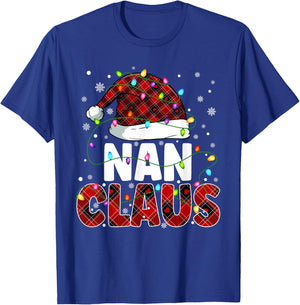 Nan Claus Merry Christmas Santa Hat Family Matching T-Shirt - T-Shirt | Royal