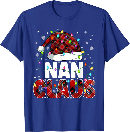 Nan Claus Merry Christmas Santa Hat Family Matching T-Shirt - T-Shirt | Royal