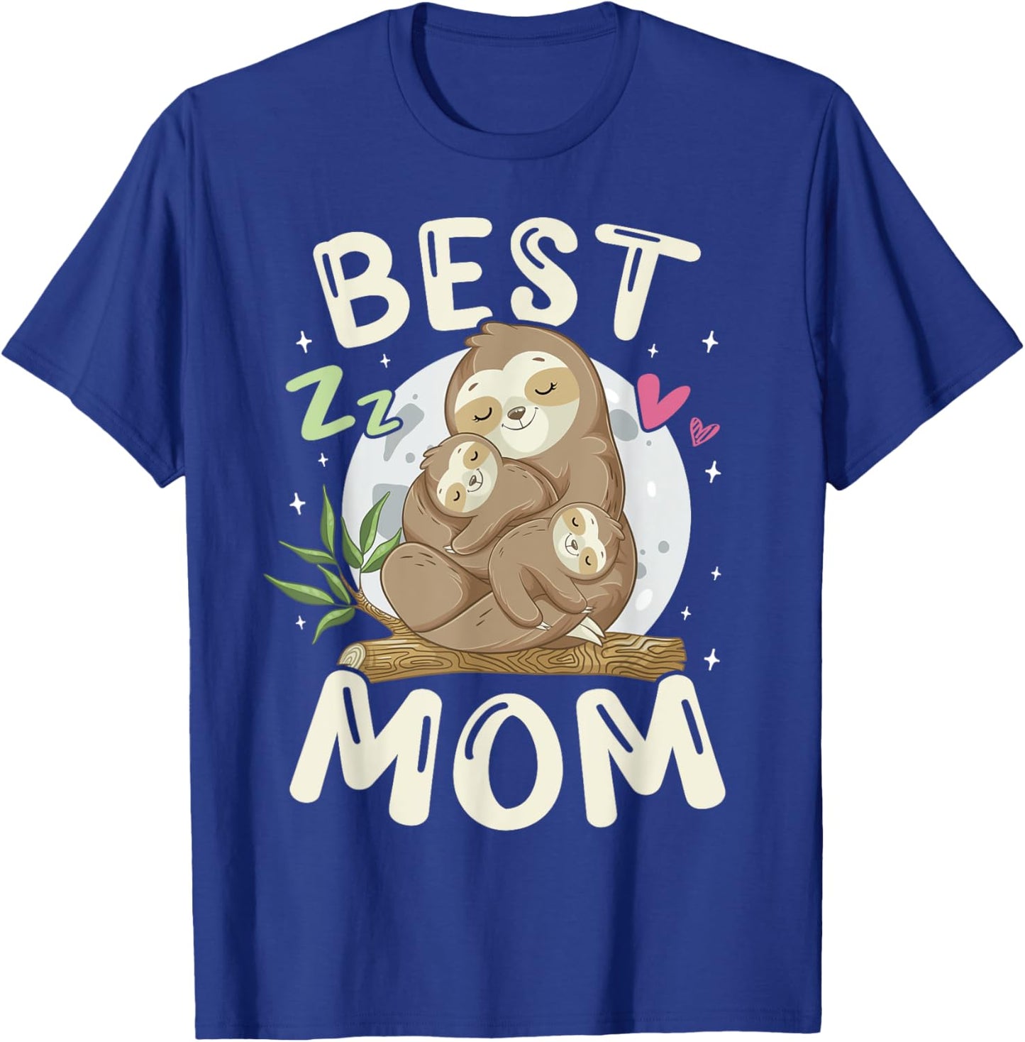 Best Mom, Cute Sloths Family, Mother's Day Funny Pajama Top T-Shirt - T-Shirt | Royal
