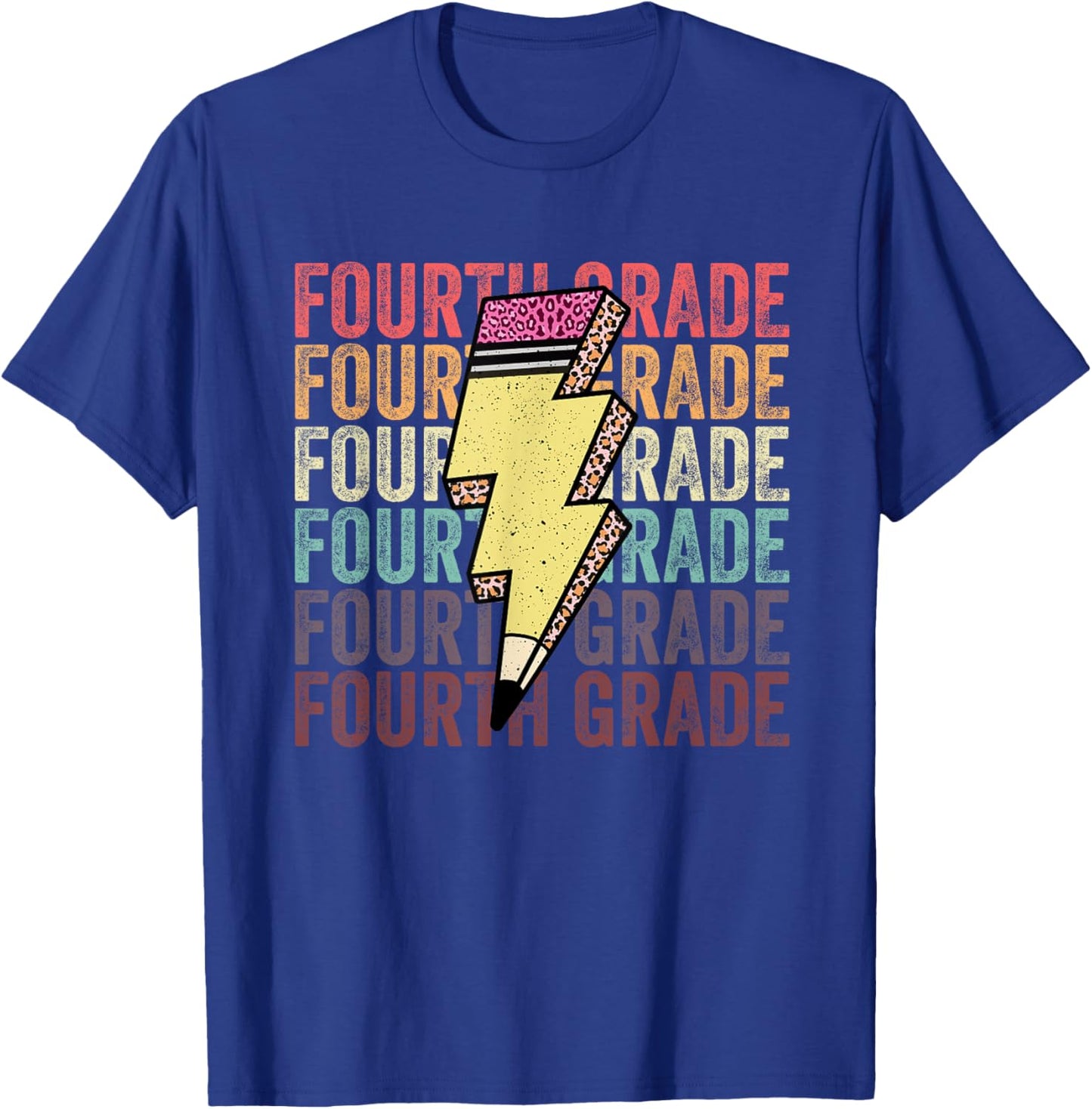 Fourth Grade Lightning Bolt Pencil 1st Day Of 4th Grade T-Shirt - T-Shirt | Royal