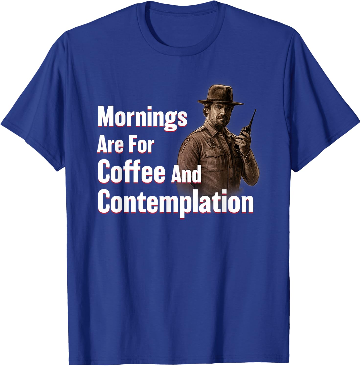 Netflix Stranger Things Hopper Coffee And Contemplation T-Shirt - T-Shirt | Royal