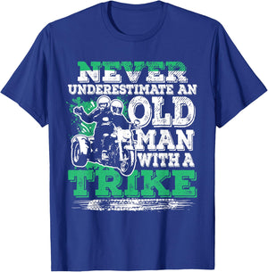 Never Underestimate An Old Man With A Trike Cool Trike Rider T-Shirt - T-Shirt | Royal
