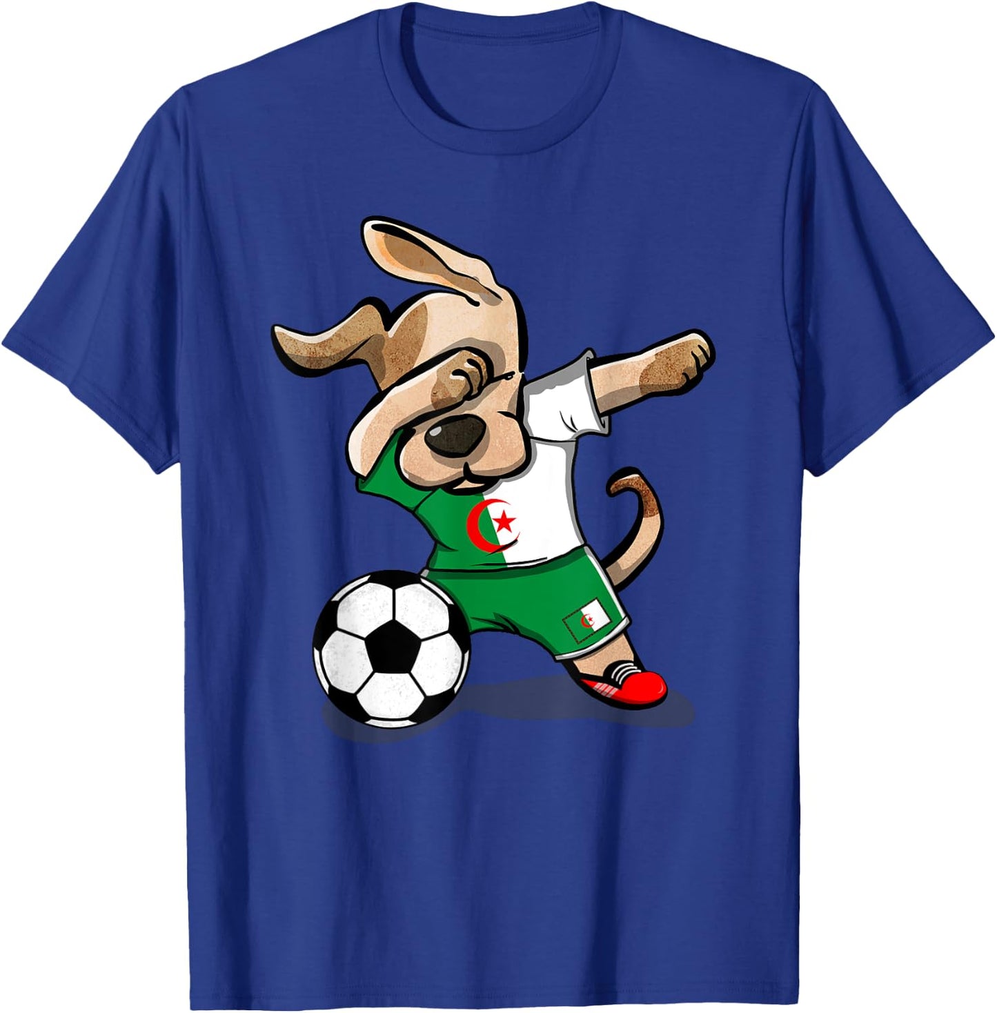 Dabbing Dog Algeria Soccer Jersey Algerian Football Lover T-Shirt - T-Shirt | Royal