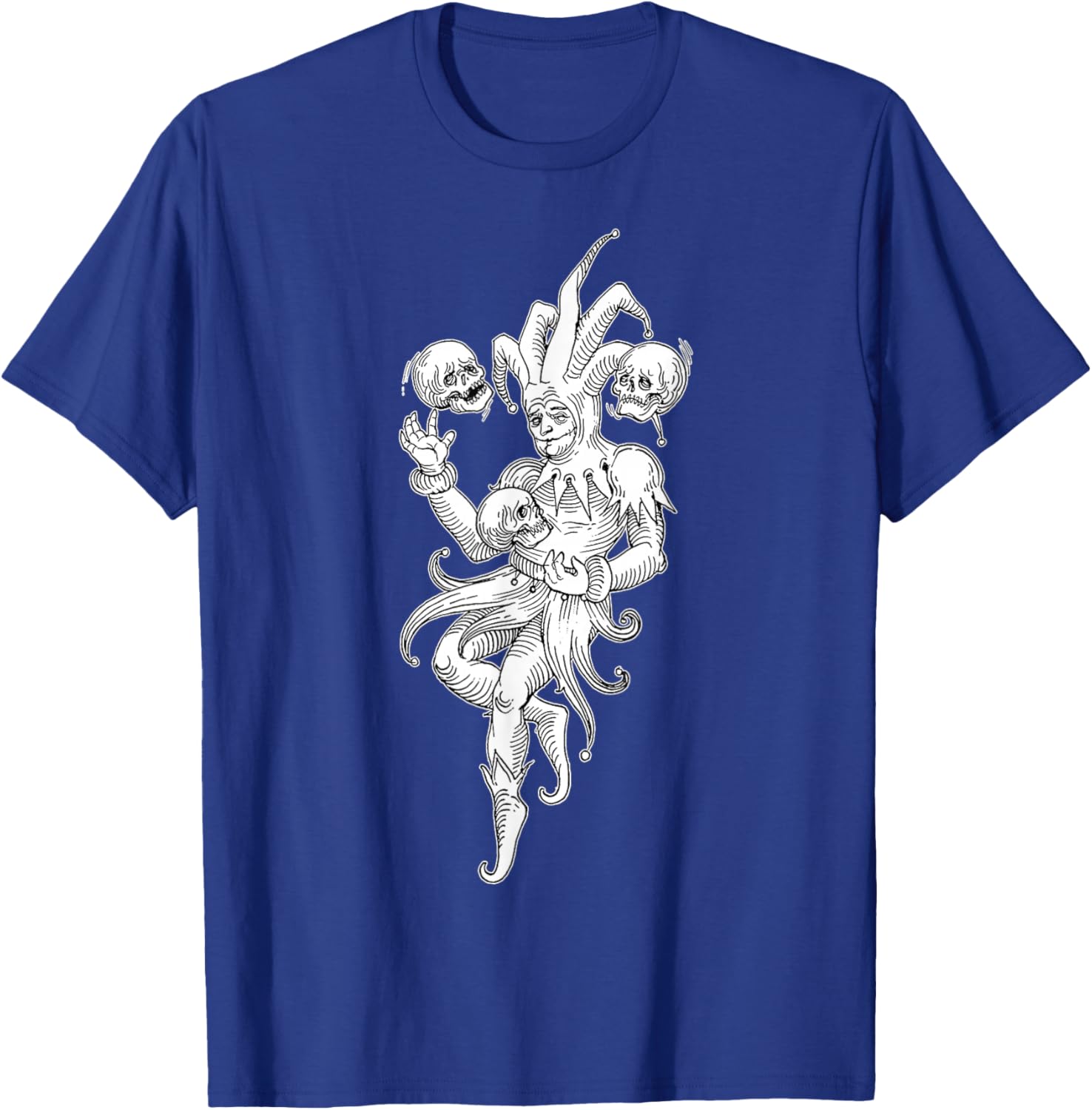 Jester Juggling Skulls T-Shirt - T-Shirt | Royal