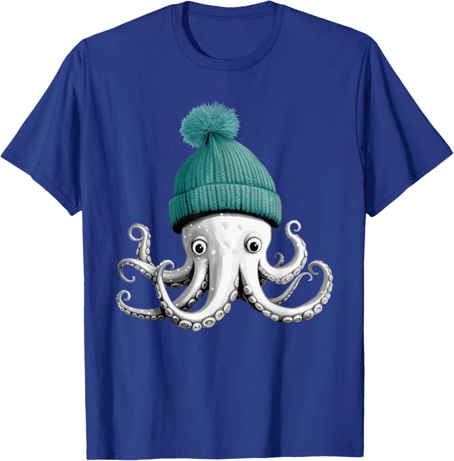 Cephalopod Octopus Lover Chilling in a Cap Novelty Apparel T-Shirt - T-Shirt | Royal