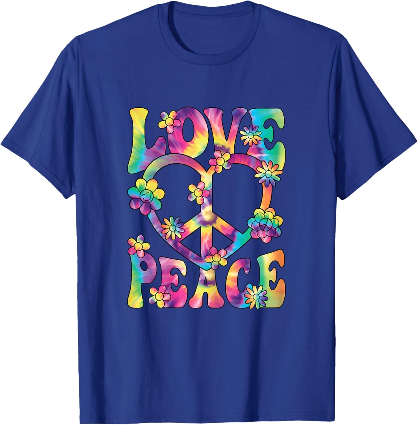 Love Peace Sign 60s 70s Outfit Hippie Groovy Women Girls T-Shirt - T-Shirt | Royal