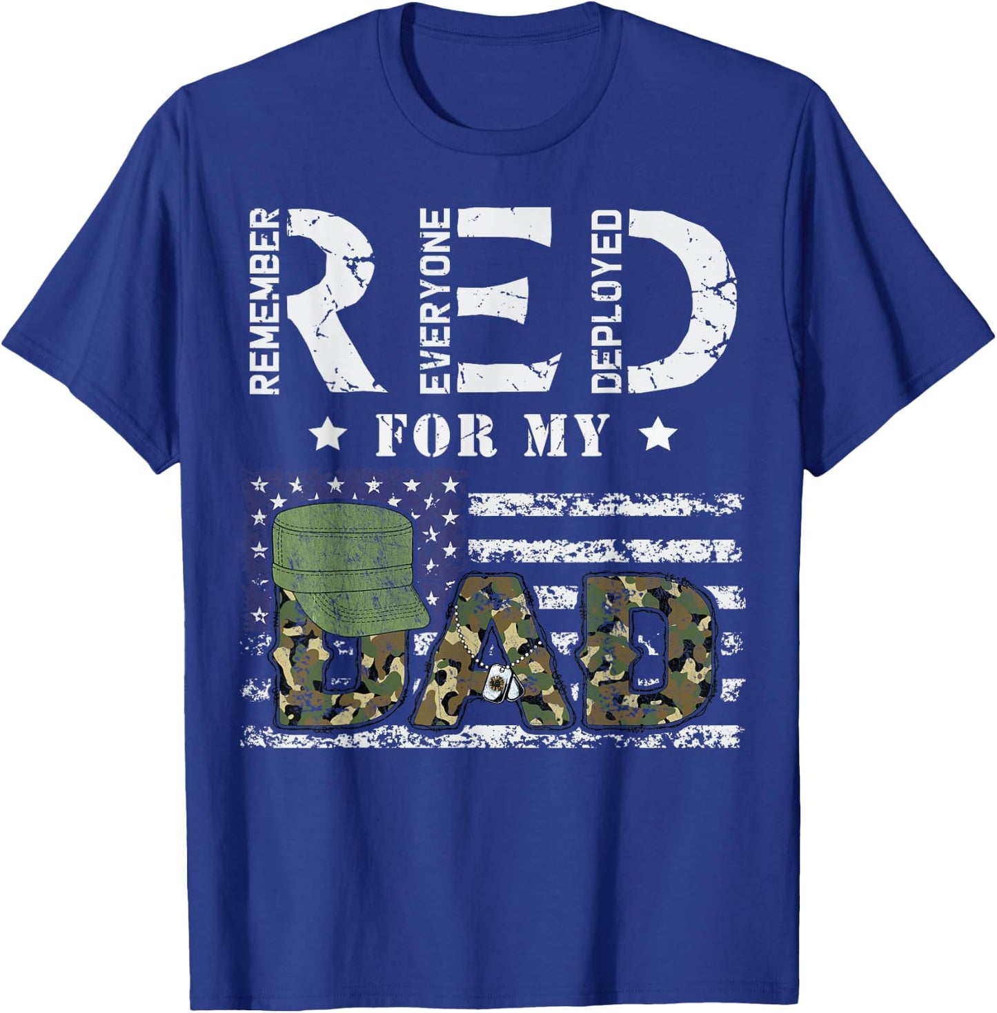 Wear Red Friday Military For My Dad Deployed Daddy USA Flag Kids Men T-Shirt - T-Shirt | Royal