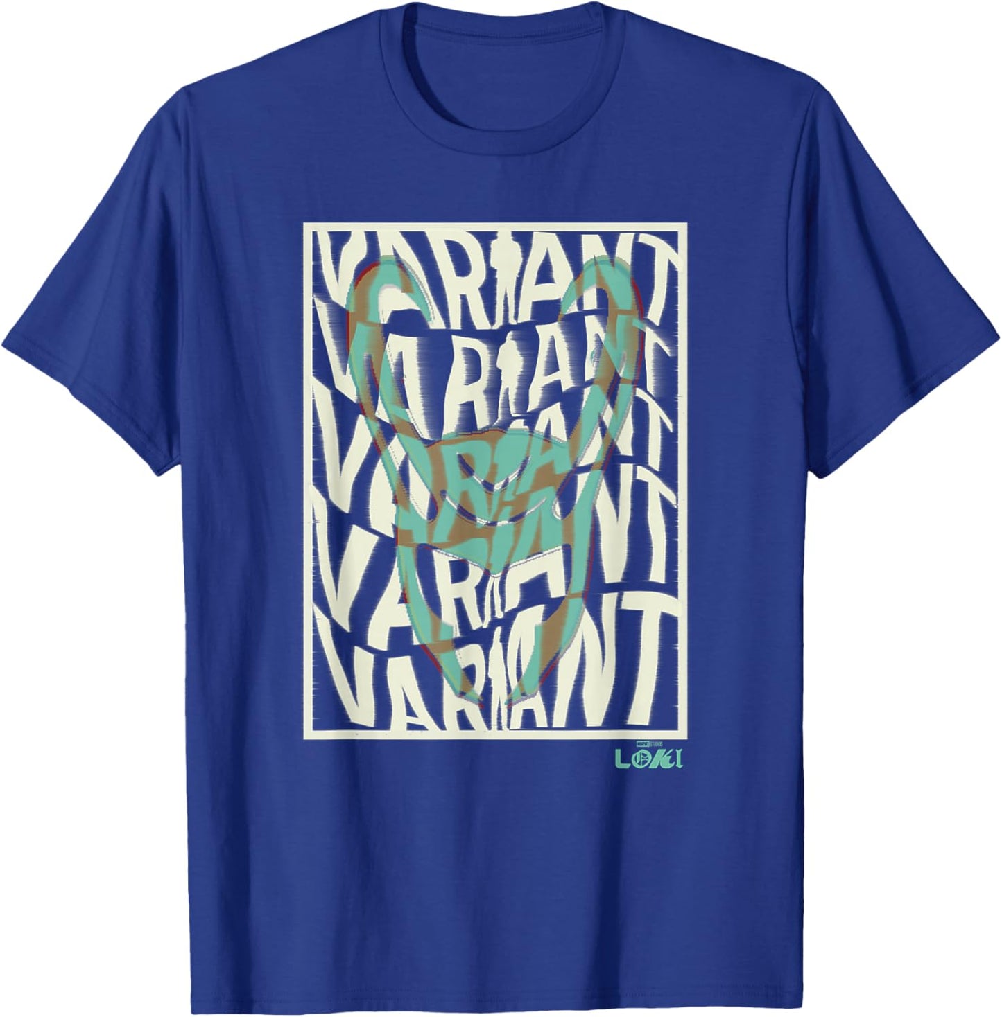 Marvel Loki Variant Word Stack Square Loki Horns T-Shirt - T-Shirt | Royal