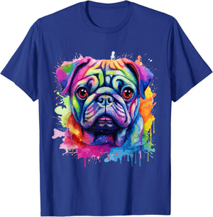 Pug Lovers Pop Art Color Pug Dog T-Shirt - T-Shirt | Royal