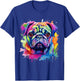 Pug Lovers Pop Art Color Pug Dog T-Shirt - T-Shirt | Royal