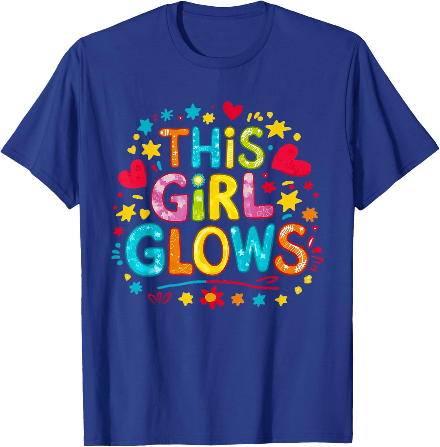 This Girl Glows & Girls Tie Dye 80s Themed Disco T-Shirt - T-Shirt | Royal