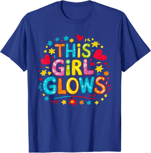 This Girl Glows & Girls Tie Dye 80s Themed Disco T-Shirt - T-Shirt | Royal