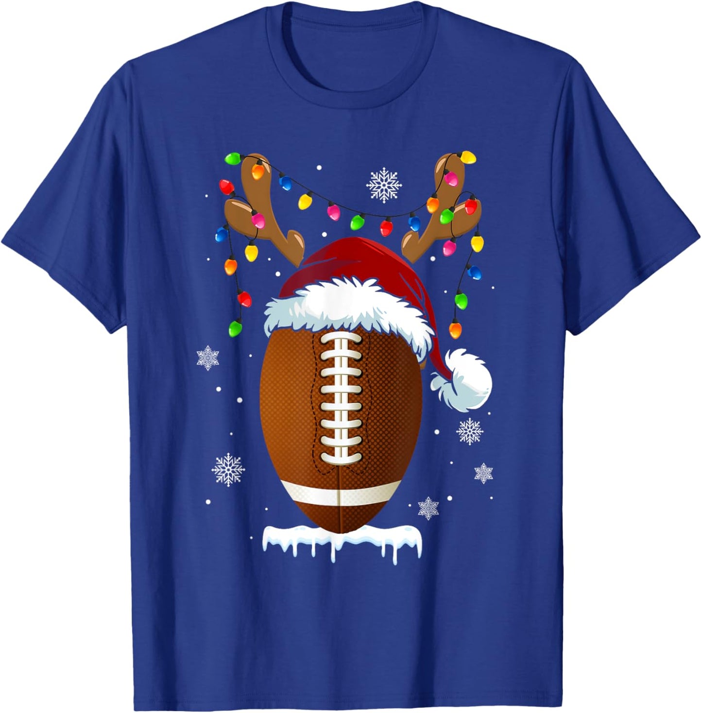 Christmas Football Ball Xmas Lights Funny Boys Men Sport T-Shirt - T-Shirt | Royal