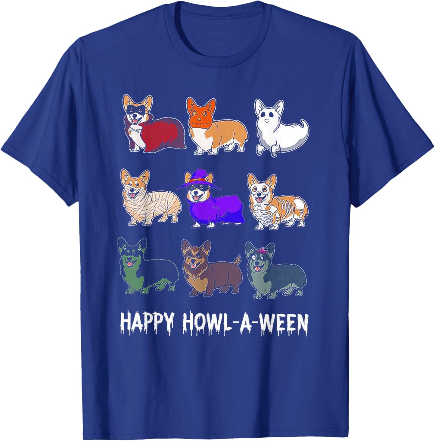 Funny Corgi Dog Halloween Happy Howl-o-ween T-Shirt - T-Shirt | Royal
