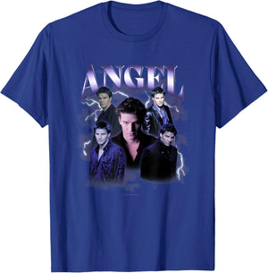 Buffy The Vampire Slayer Iconic Angel 90's Collage Poster T-Shirt - T-Shirt | Royal