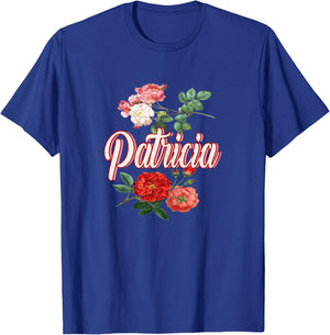 Patricia Name With Flowers T-Shirt - T-Shirt | Royal