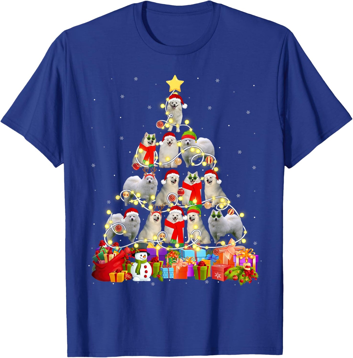 Funny American Eskimo Christmas Tree Pet Dog Lover Gift Women Kids T-Shirt - T-Shirt | Royal
