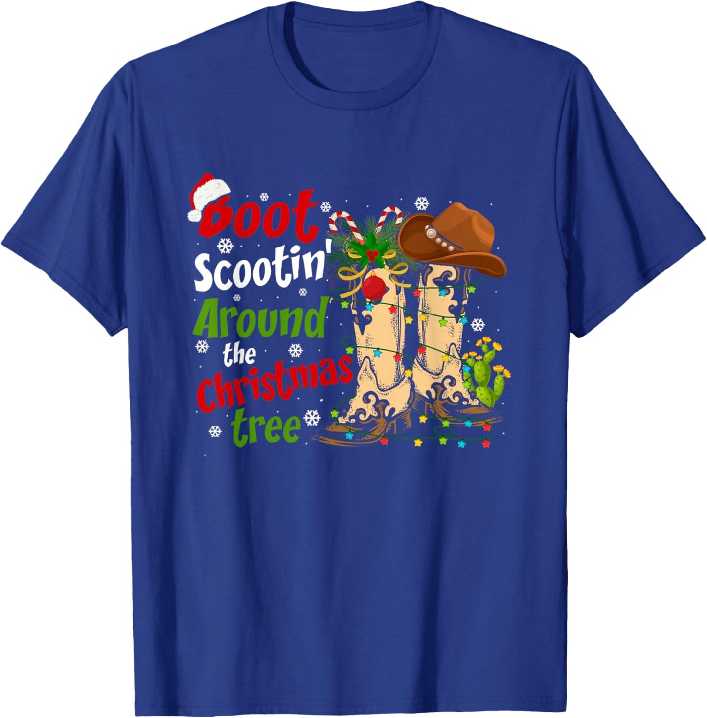 Boot Scootin' Around The Christmas Tree Country Western T-Shirt - T-Shirt | Royal