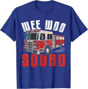 Wee Woo Squad Funny Firefighter Fire Truck Fireman Men Women T-Shirt - T-Shirt | Royal