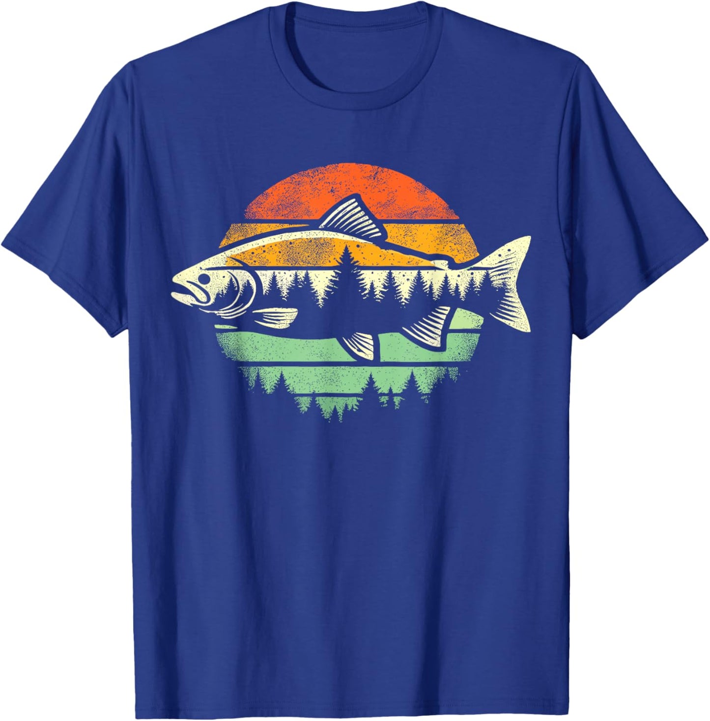 Fishing Retro Fish Nature Wildlife Fisherman T-Shirt - T-Shirt | Royal