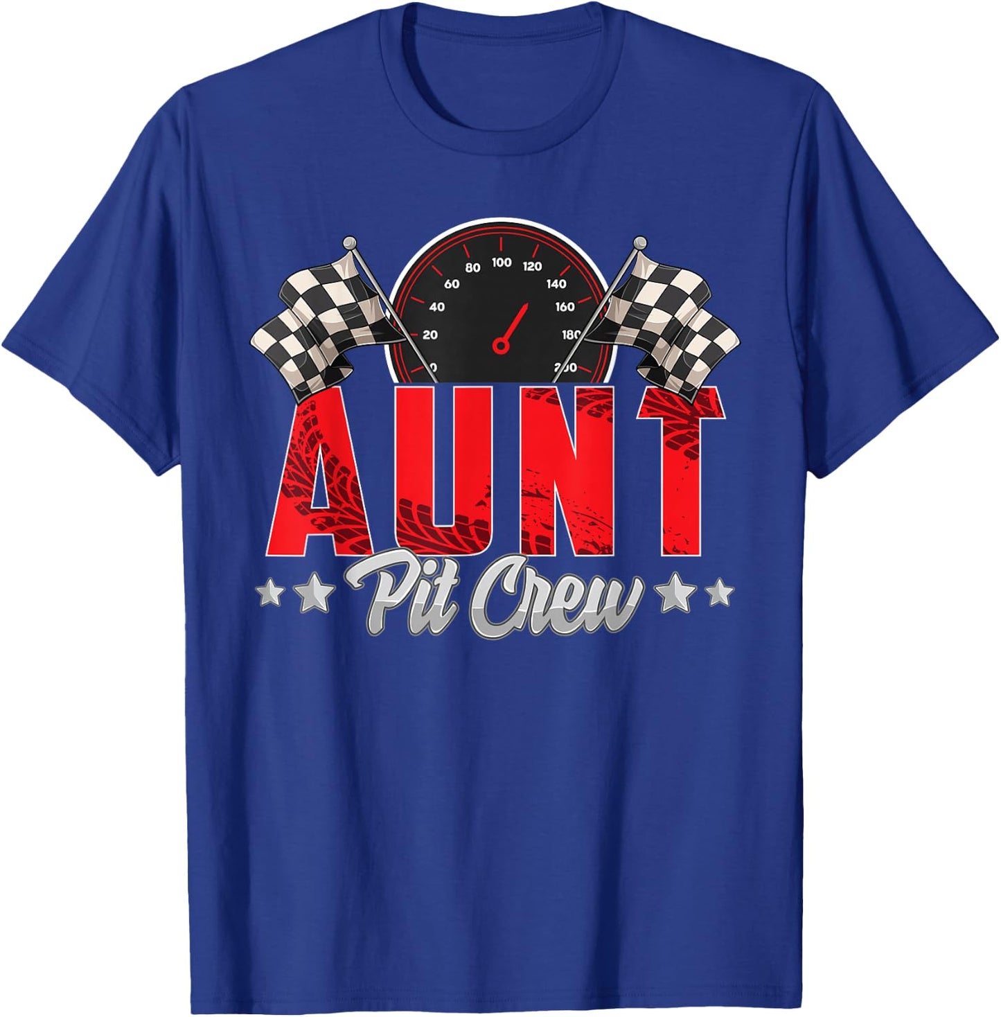 Race Car Birthday Party Racing Family Aunt Pit Crew T-Shirt - T-Shirt | Royal