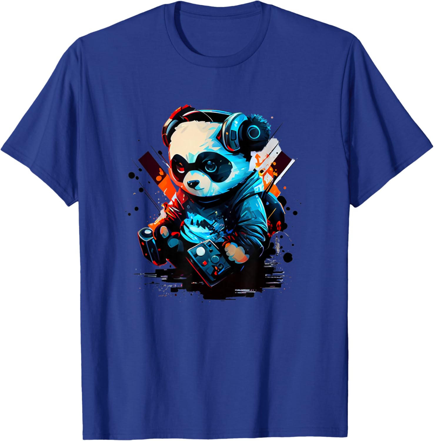 Music Gaming Panda T-Shirt - T-Shirt | Royal