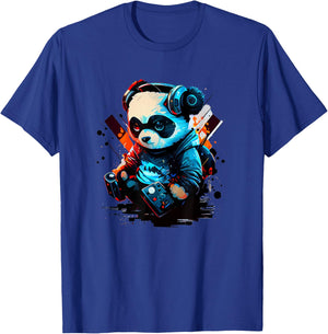 Music Gaming Panda T-Shirt - T-Shirt | Royal
