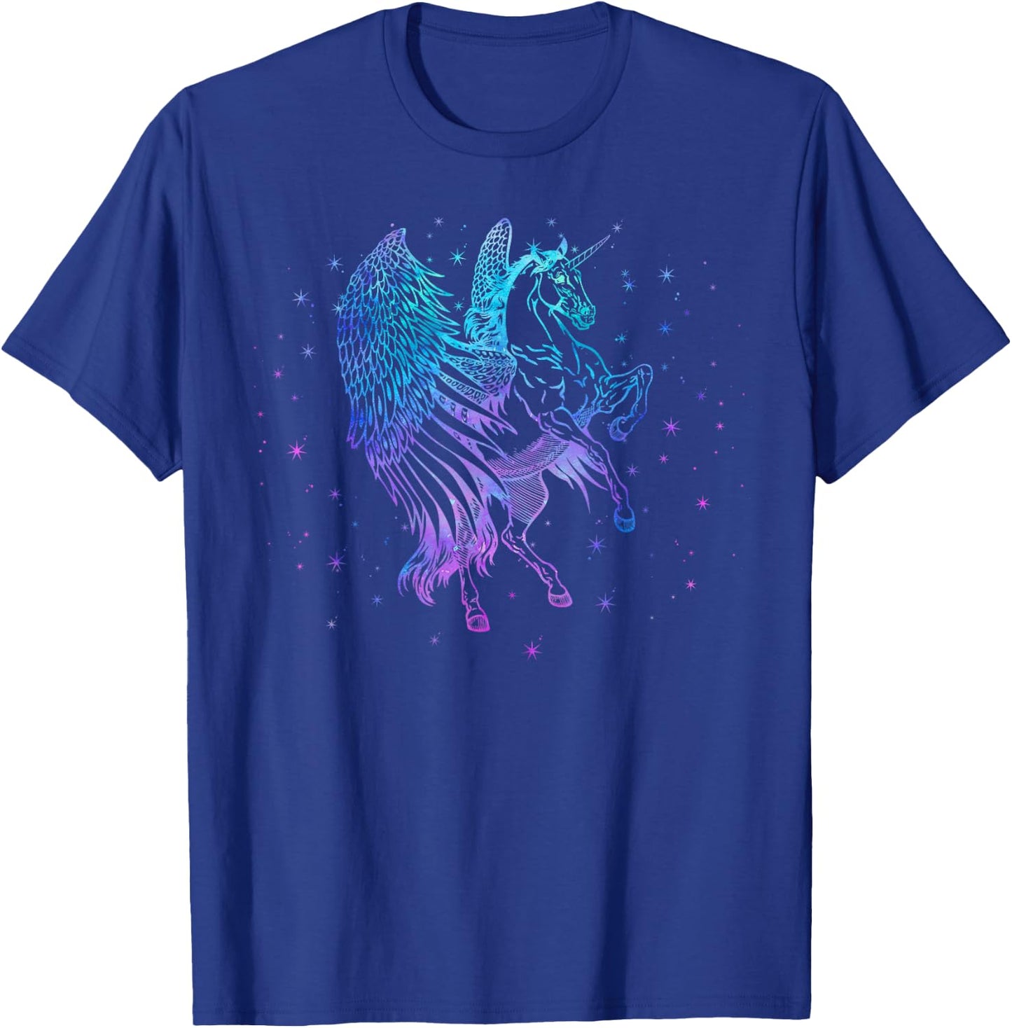 Unicorn Pegasus Flying Horse Girls Teen Kids Women Mom Retro T-Shirt - T-Shirt | Royal