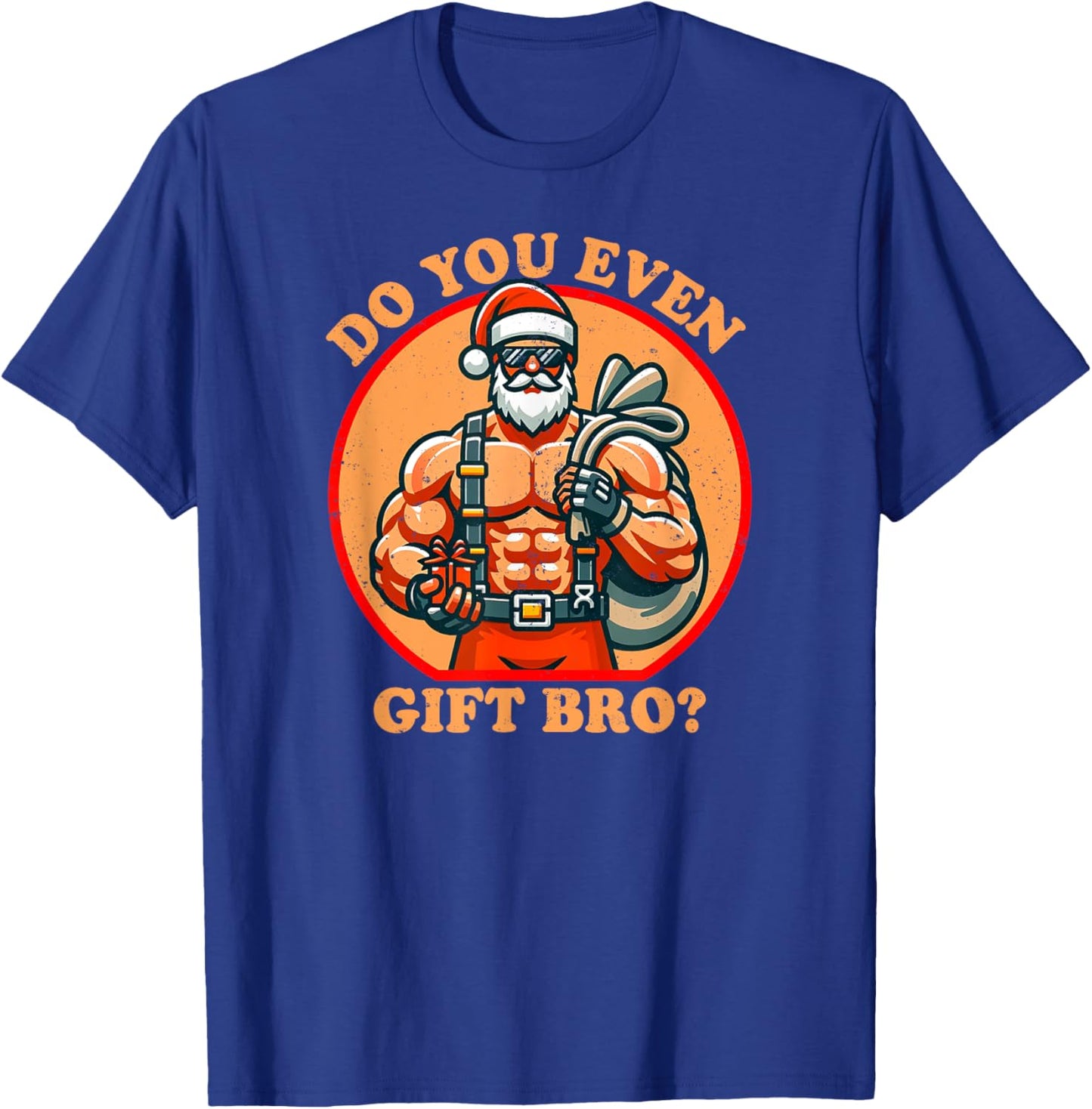 Funny Christmas Weightlifting Bodybuilding Muscular Santa T-Shirt - T-Shirt | Royal