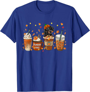 Dachshund Fall Coffee Pumpkin Spice Latte Iced Autumn T-Shirt - T-Shirt | Royal