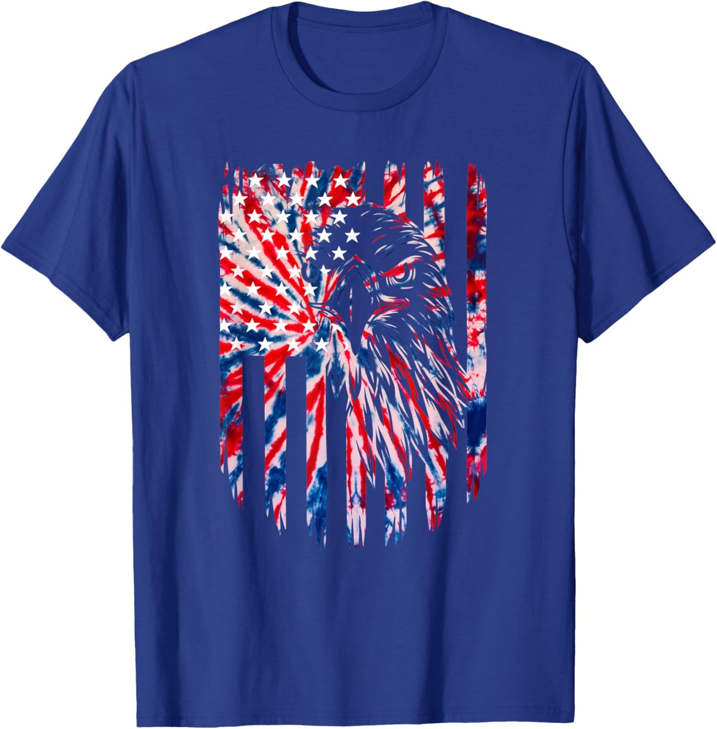 Bald Eagle 4th of July Christmas American USA Flag Tie Dye Kids Men T-Shirt - T-Shirt | Royal