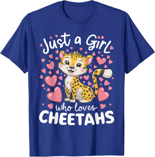 Just a Girl Who Loves Cheetahs African Savanna T-Shirt - T-Shirt | Royal